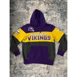 Minnesota Vikings NFL Football Hoodie Sweatshirt Purple Yellow Gray L Hands High